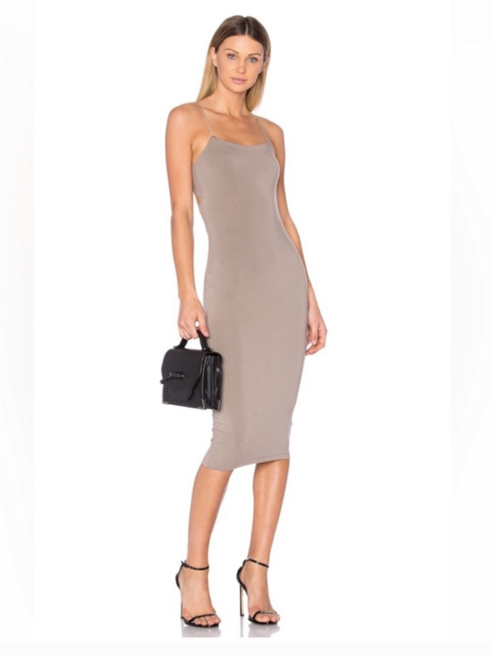 T By Alexander Wang Cross Back Dress in Taupe